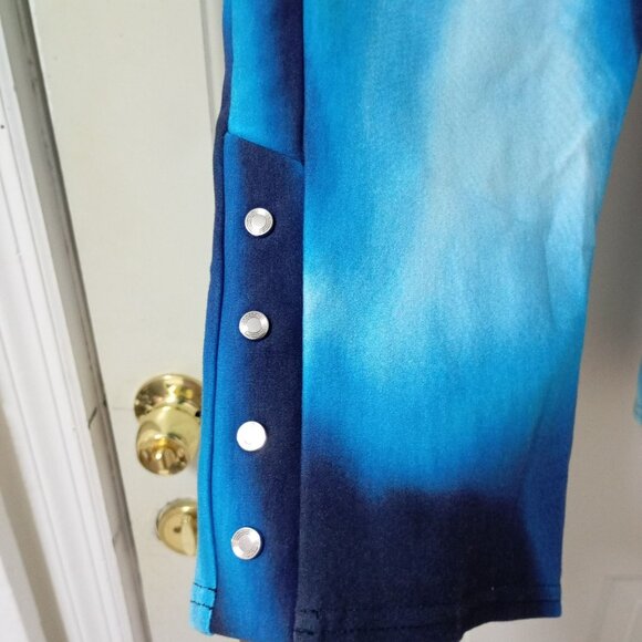 Nygaard Luxe Slims Capri Pants XL Blue Tie-Dye Print With Button Accents Womens - Picture 4 of 10